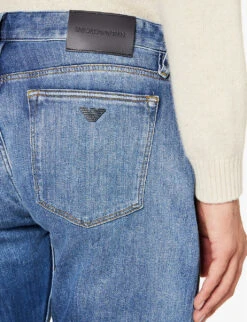 Emporio Armani Brand-plaque Straight-leg Stretch-denim Jeans -KOOPES Clothing Shop R04197005 DENIMBLUMD ALT05