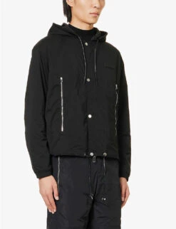 Emporio Armani Brand-patched Drawstring Shell Jacket -KOOPES Clothing Shop R04197012 NERO ALT02