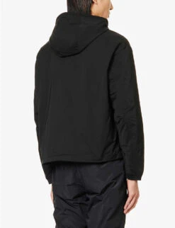 Emporio Armani Brand-patched Drawstring Shell Jacket -KOOPES Clothing Shop R04197012 NERO ALT03