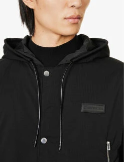 Emporio Armani Brand-patched Drawstring Shell Jacket -KOOPES Clothing Shop R04197012 NERO ALT04