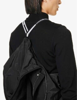 Emporio Armani Brand-patched Drawstring Shell Jacket -KOOPES Clothing Shop R04197012 NERO ALT05