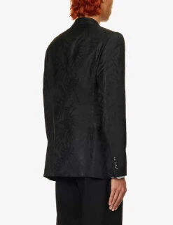 Emporio Armani Floral-jacquard Single-breasted Wool-blend Jacket -KOOPES Clothing Shop R04197013 NERO ALT03