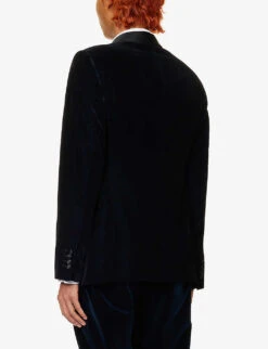 Emporio Armani Shawl-collar Single-breasted Velour Tuxedo Jacket 11 Emporio Armani Shawl-collar Single-breasted Velour Tuxedo Jacket -KOOPES Clothing Shop R04197014 BLUNAVY ALT03