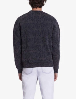 THE KOOPLES Graphic-print Ribbed-trim Cotton Sweatshirt -KOOPES Clothing Shop R04197351 BLACKWASHED ALT03