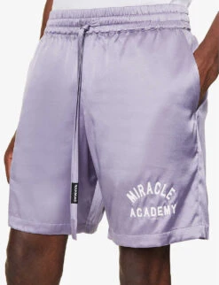 Miracle Academy Brand-print Stretch-silk Shorts -KOOPES Clothing Shop R04208969 FOG ALT04