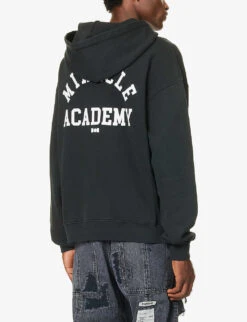 Miracle Academy Brand-print Relaxed-fit Cotton-jersey Hoody -KOOPES Clothing Shop R04208976 FADEDBLACK ALT03
