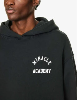 Miracle Academy Brand-print Relaxed-fit Cotton-jersey Hoody -KOOPES Clothing Shop R04208976 FADEDBLACK ALT04